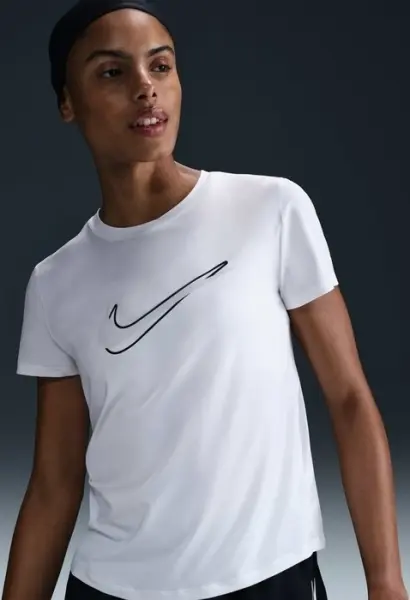 Футболка для бега женская Nike ONE SWOOSH DRI-FIT белая HJ2204-100