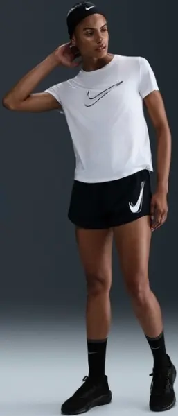 Футболка для бега женская Nike ONE SWOOSH DRI-FIT белая HJ2204-100