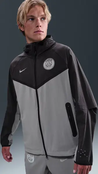 Ветровка Nike PARIS SAINT-GERMAIN TECH WINDRUNNER серо-темно-серая HQ4981-060