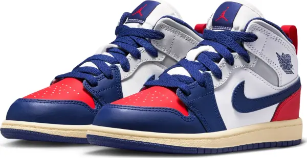 Кросівки дитячі Nike AIR JORDAN 1 MID (PS) синьо-біло-червоні DQ8424-102
