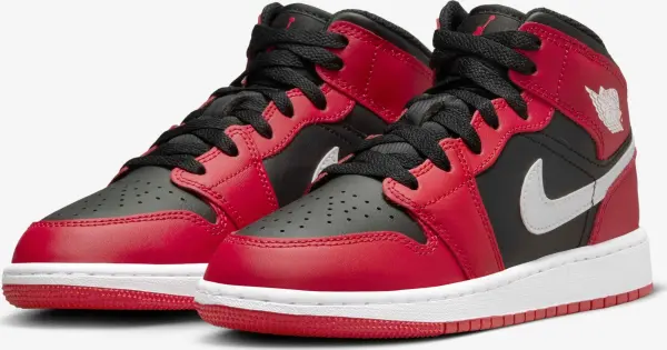Кроссовки подростковые Nike AIR JORDAN 1 MID (GS) красно-черные DQ8423-061