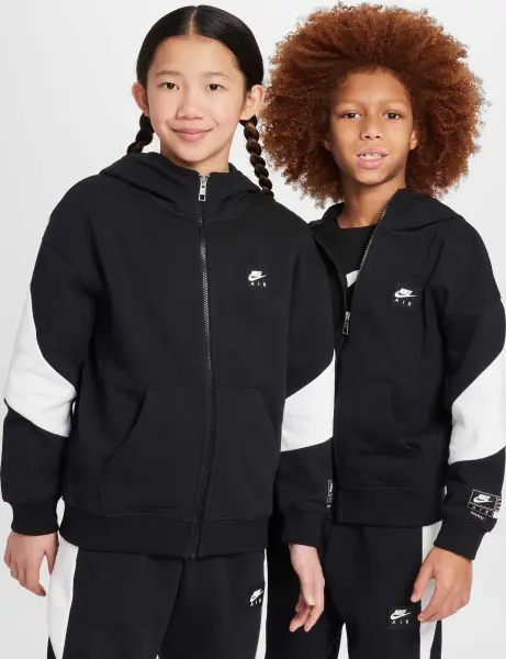 Толстовка підліткова Nike AIR FLEECE чорно-біла HV1219-010