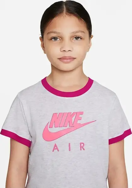 Футболка подростковая Nike AIR серо-розовая DO4641-051