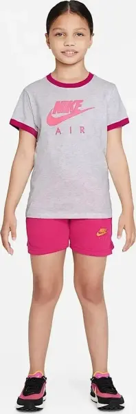 Футболка подростковая Nike AIR серо-розовая DO4641-051