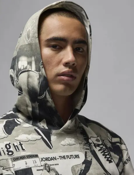 Худи Nike JORDAN BROOKLYN FLEECE серо-черно-белое FV7297-010
