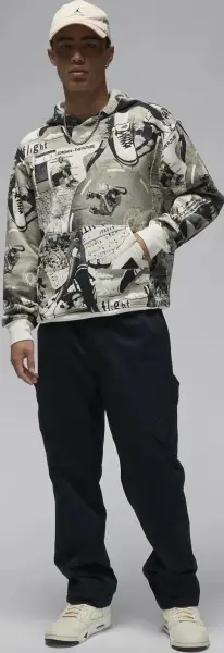 Худи Nike JORDAN BROOKLYN FLEECE серо-черно-белое FV7297-010