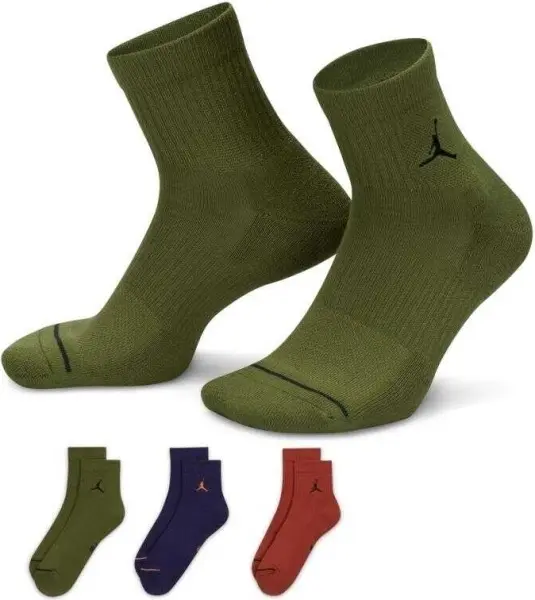 Носки Nike JORDAN EVERYDAY ANKLE оливковые, темно-синие, темно-оранжевые (3 пары) DX9655-912