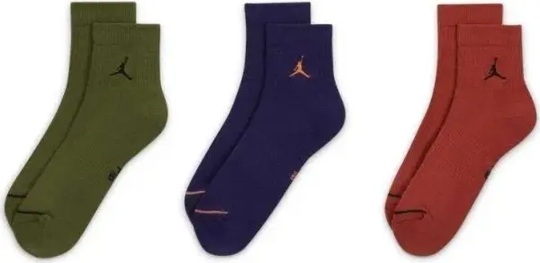 Носки Nike JORDAN EVERYDAY ANKLE оливковые, темно-синие, темно-оранжевые (3 пары) DX9655-912