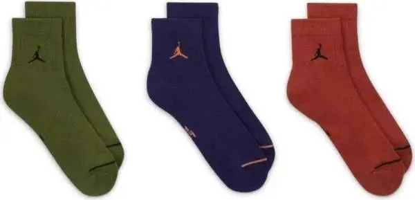 Носки Nike JORDAN EVERYDAY ANKLE оливковые, темно-синие, темно-оранжевые (3 пары) DX9655-912