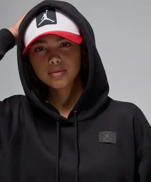 Худі жіноче Nike JORDAN FLIGHT FLEECE SATIN-LINED PULLOVER HOODIE чорне FV7050-010