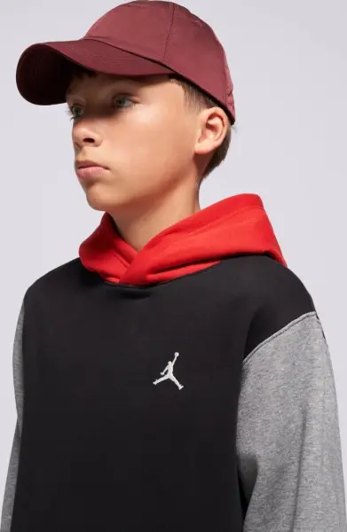 Худі підліткове Nike JORDAN BROOKLYN FLEECE чорно-червоно-сіре 95F116-KR5