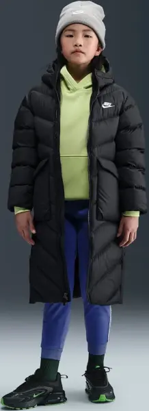 Куртка підліткова Nike SPORTSWEAR ALL DAY PLAY THERMA-FIT LOOSE-FIT FULL-LENGTH чорна HJ2538-010