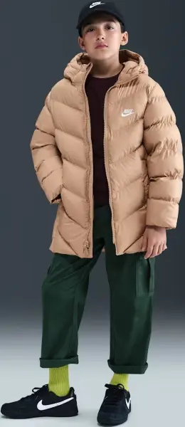 Куртка підліткова Nike SPORTSWEAR ALL DAY PLAY THERMA-FIT LOOSE-FIT MID-LENGTH бежева HJ2722-200