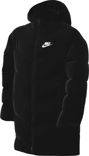 Куртка подростковая Nike SPORTSWEAR ALL DAY PLAY THERMA-FIT LOOSE-FIT MID-LENGTH черная HJ2722-010