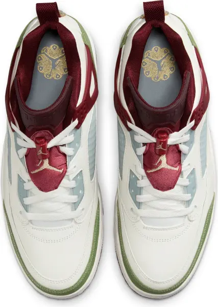Кроссовки Nike JORDAN SPIZIKE LOW LUNAR NEW YEAR молочно-бордово-зеленые FJ6372-100