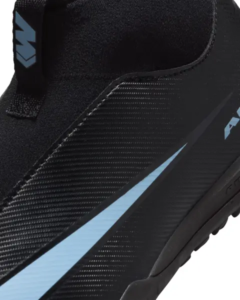 Сороконіжки (шиповки) дитячі Nike JR MERCURIAL ZOOM SUPERFLY 10 ACADEMY TF чорно-блакитні FQ8310-001