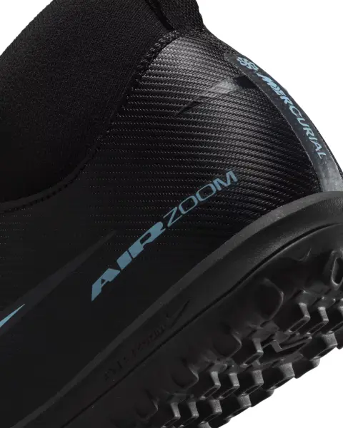 Сороконіжки (шиповки) дитячі Nike JR MERCURIAL ZOOM SUPERFLY 10 ACADEMY TF чорно-блакитні FQ8310-001