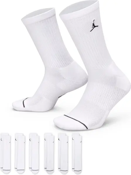 Шкарпетки Nike JORDAN EVERYDAY CUSHIONED CREW 6PR білі (6 пар) HV6228-100