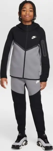 Толстовка підліткова Nike SPORTSWEAR TECH FLEECE сіро-чорна HV5867-084