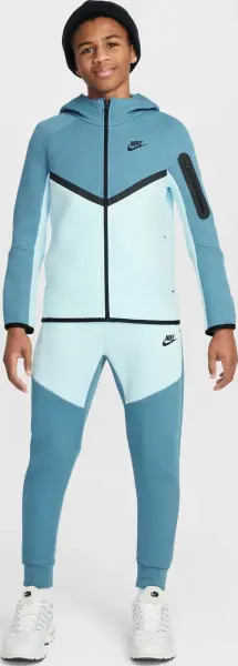 Толстовка подростковая Nike SPORTSWEAR TECH FLEECE темно-бирюзово-голубая HV5867-476