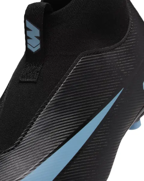 Бутсы детские Nike JR MERCURIAL ZOOM SUPERFLY 10 ACADEMY FG/MG черно-голубые FQ8304-001