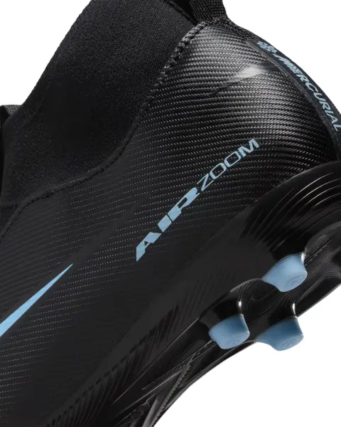 Бутсы детские Nike JR MERCURIAL ZOOM SUPERFLY 10 ACADEMY FG/MG черно-голубые FQ8304-001