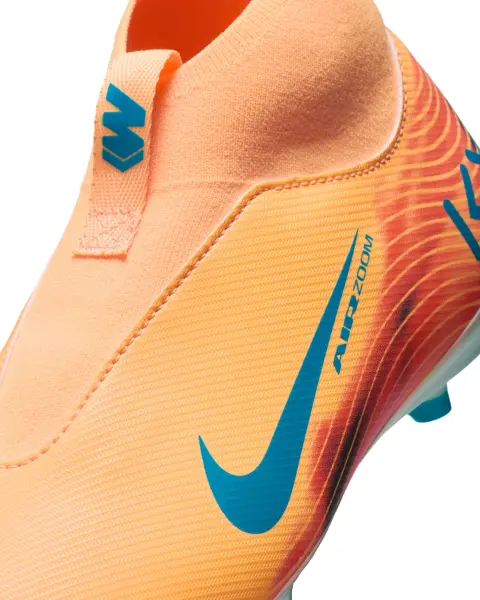 Бутси дитячі Nike JR MERCURIAL ZOOM SUPERFLY 10 ACADEMY KYLIAN MBAPPÉ FG/MG оранжево-темно-бірюзові HF3417-801