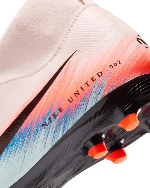 Бутсы детские Nike JR UNITED MERCURIAL ZOOM SUPERFLY 10 ACADEMY FG/MG NU2 светло-розово-кораллово-голубые IB1516-600