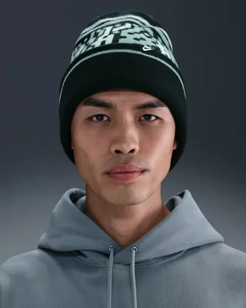 Шапка Nike PEAK BEANIE OUTDOOR чорно-м'ятна HQ0355-010