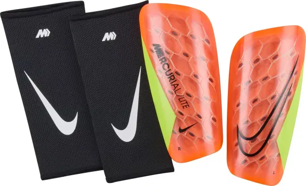 Щитки футбольні Nike MERCURIAL LITE червоно-лаймово-чорні DN3611-830