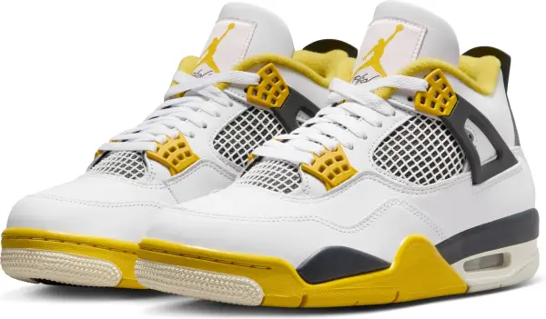 Кроссовки женские Nike AIR JORDAN 4 RETRO бело-желто-черные AQ9129-101