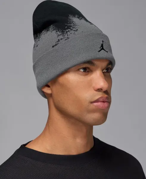 Шапка Nike JORDAN PEAK BEANIE сіро-чорна HV1077-068