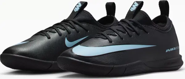 Футзалки (бампы) детские Nike JR MERCURIAL ZOOM VAPOR 16 ACADEMY IC черно-голубые FQ8411-001