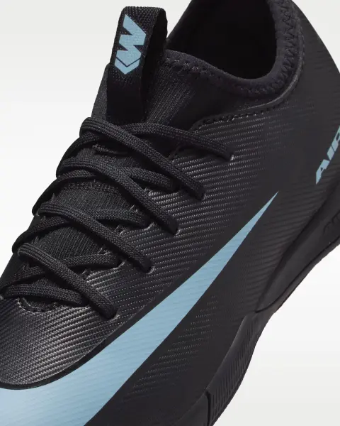 Футзалки (бампы) детские Nike JR MERCURIAL ZOOM VAPOR 16 ACADEMY IC черно-голубые FQ8411-001