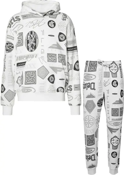 Спортивный костюм Nike JORDAN ESSENTIALS PRINTED FLEECE белый HM7254-133&HM7257-133
