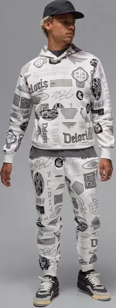 Спортивный костюм Nike JORDAN ESSENTIALS PRINTED FLEECE белый HM7254-133&HM7257-133