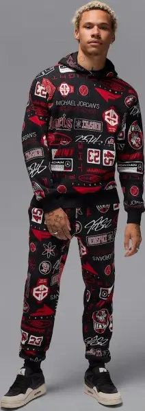 Спортивный костюм Nike JORDAN ESSENTIALS PRINTED FLEECE черный HM7254-010&HM7257-010
