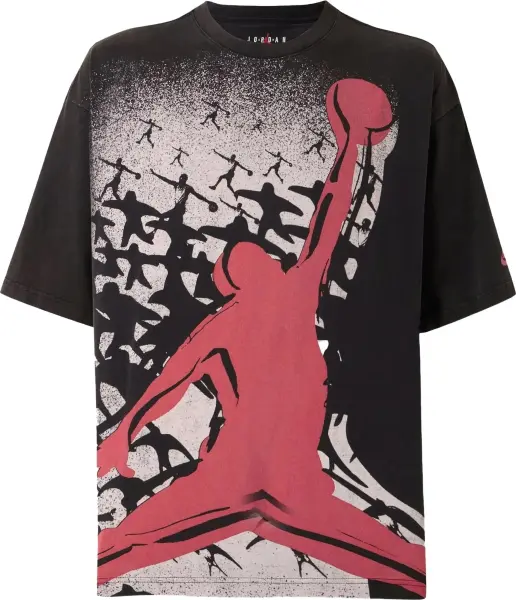 Футболка Nike JORDAN OVERSIZED REISSUE чорно-червоно-сіра HQ8982-010