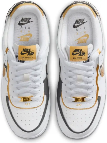 Кроссовки женские Nike AIR FORCE 1 SHADOW бело-черно-золотые CI0919-125