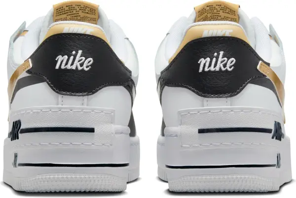 Кроссовки женские Nike AIR FORCE 1 SHADOW бело-черно-золотые CI0919-125