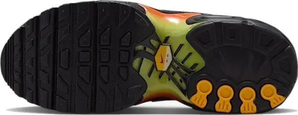 Кроссовки детские Nike AIR MAX PLUS (PS) черно-салатово-оранжевые FZ0023-040