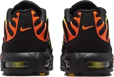 Кроссовки детские Nike AIR MAX PLUS (PS) черно-салатово-оранжевые FZ0023-040