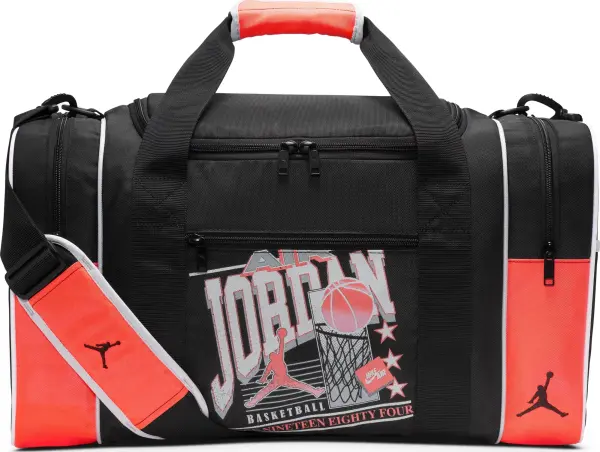 Сумка спортивная Nike JORDAN 84 VINTAGE DUFFEL 51L черно-оранжевая MA9118-G0H