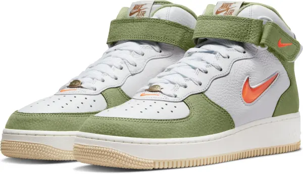 Кросівки Nike AIR FORCE 1 MID QS JEWEL біло-зелено-помаранчеві DQ3505-100
