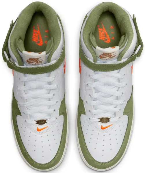 Кросівки Nike AIR FORCE 1 MID QS JEWEL біло-зелено-помаранчеві DQ3505-100