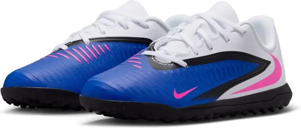 Сороконожки (шиповки) детские Nike JR PHANTOM 6 LOW CLUB TF сине-бело-розовые HQ2006-446