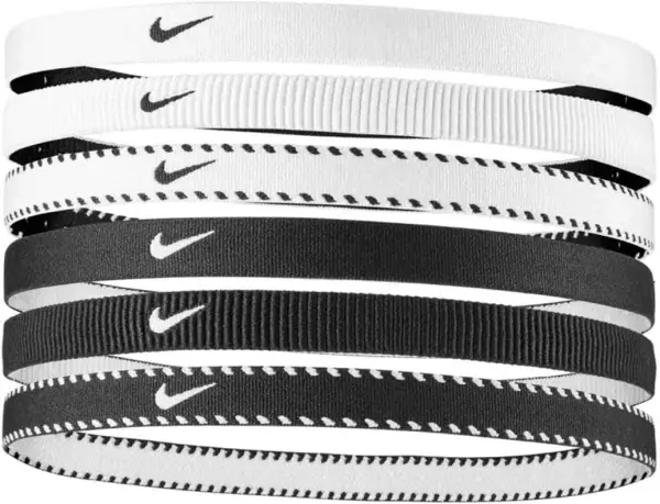 Повязки на голову Nike FLEX CLASSIC HEADBANDS 6PK черные, белые (6 штук) N.101.1927.189.OS