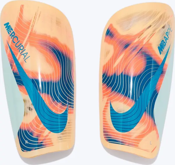 Щитки футбольные Nike MERCURIAL LITE KYLIAN MBAPPÉ оранжево-сине-черные IM4970-838