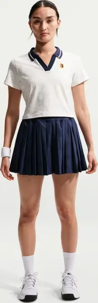 Поло для тенісу жіноче Nike NIKECOURT COLLECTION DRI-FIT CROPPED кремово-темно-синє IB0772-133