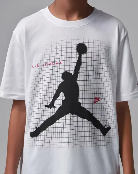 Футболка подростковая Nike JORDAN JUMPMAN GRID BLUR белая 95F634-001